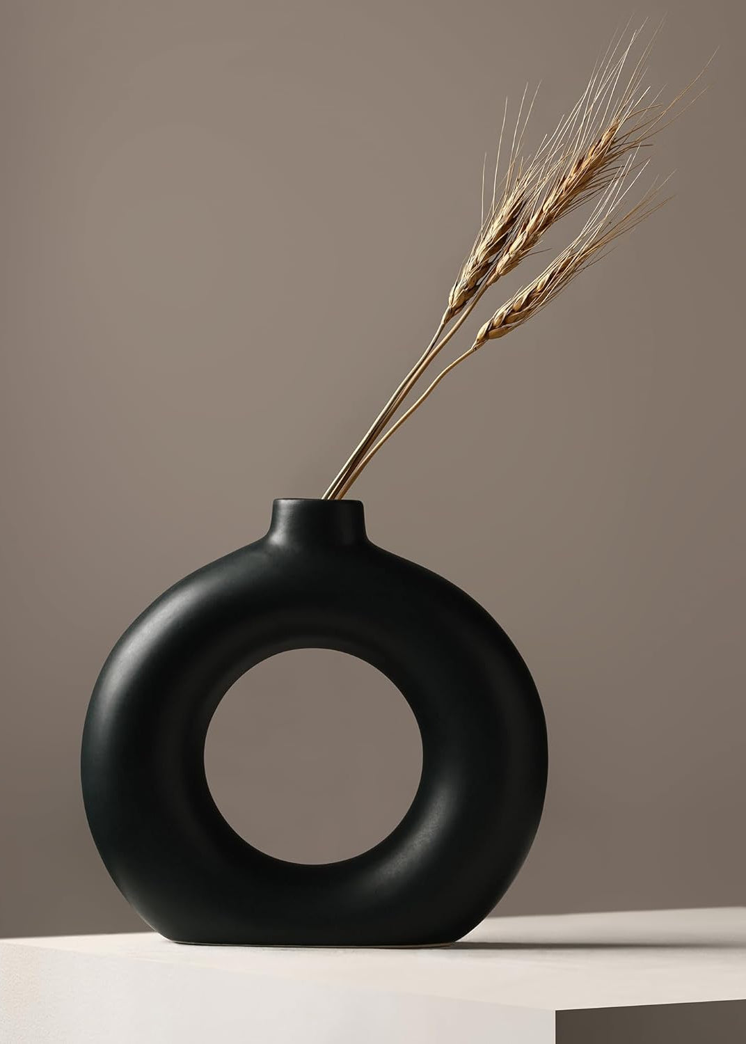Modern Off White Ceramic Donut Vase