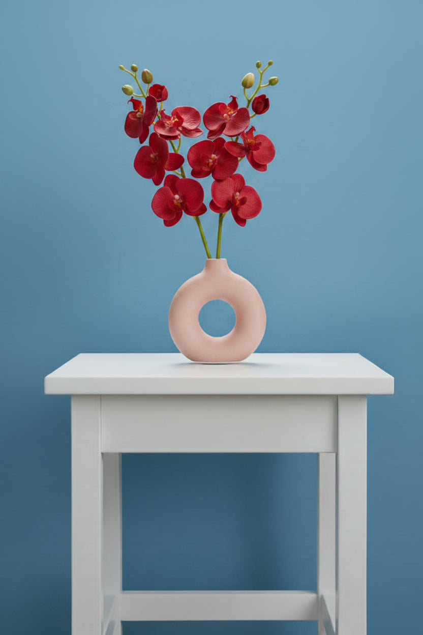 Modern Off White Ceramic Donut Vase