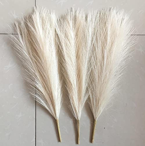 3 Pcs Faux Pampas Grass Small Artificial Flowers , 41 CM  [ NO VASE ]