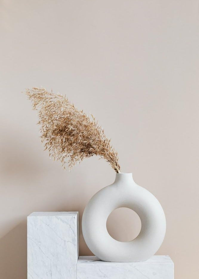 Modern Off White Ceramic Donut Vase