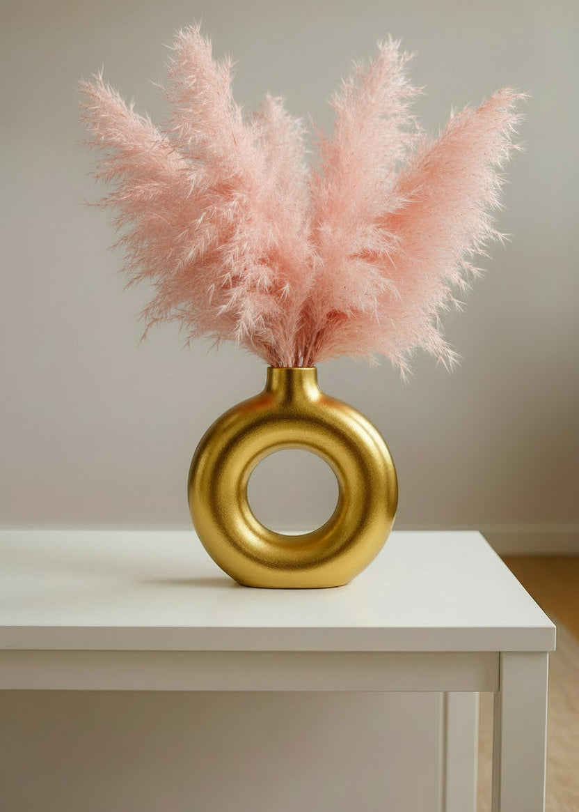 Modern Off White Ceramic Donut Vase